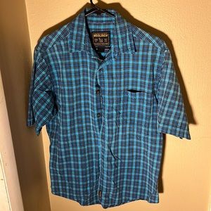 Woolrich Mens Camp Shirt Color Blue Plaid Size Medium
